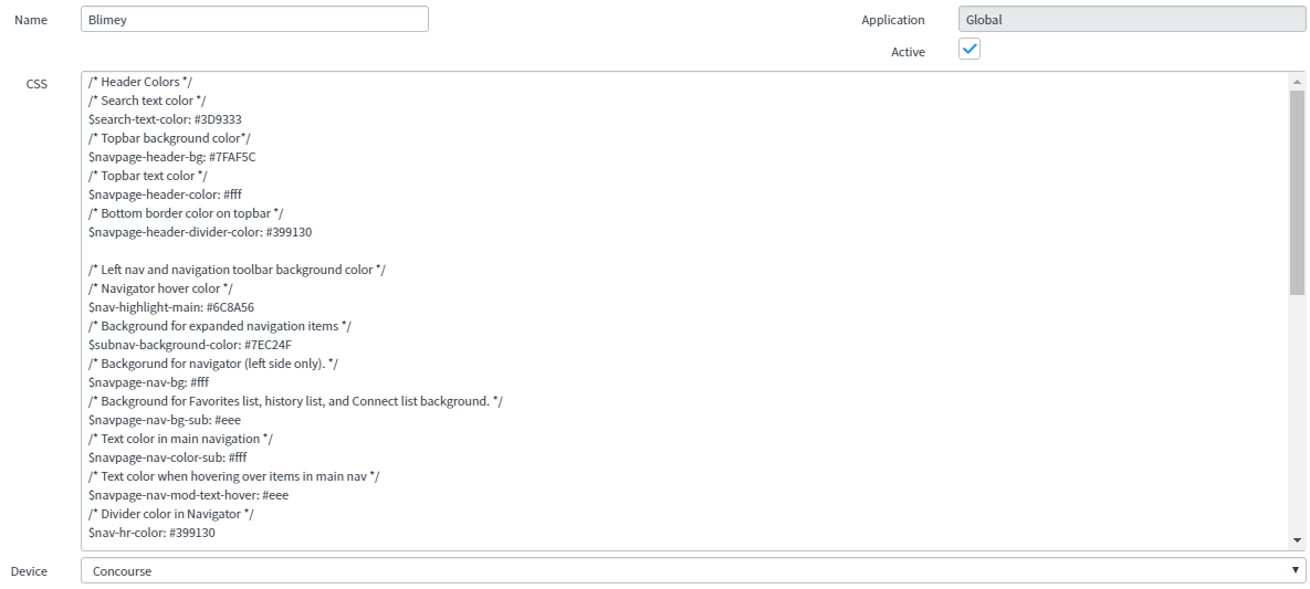  servicenow custom themes configuration form 