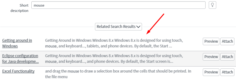  Related Search Results Field on Incident Form in Geneva UI16 